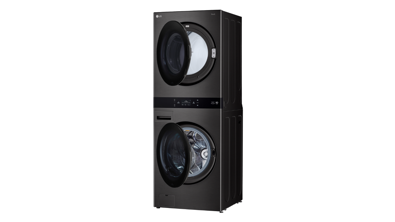 LG 19/10kg AI WashTower Stacked Washer Dryer - Black Steel