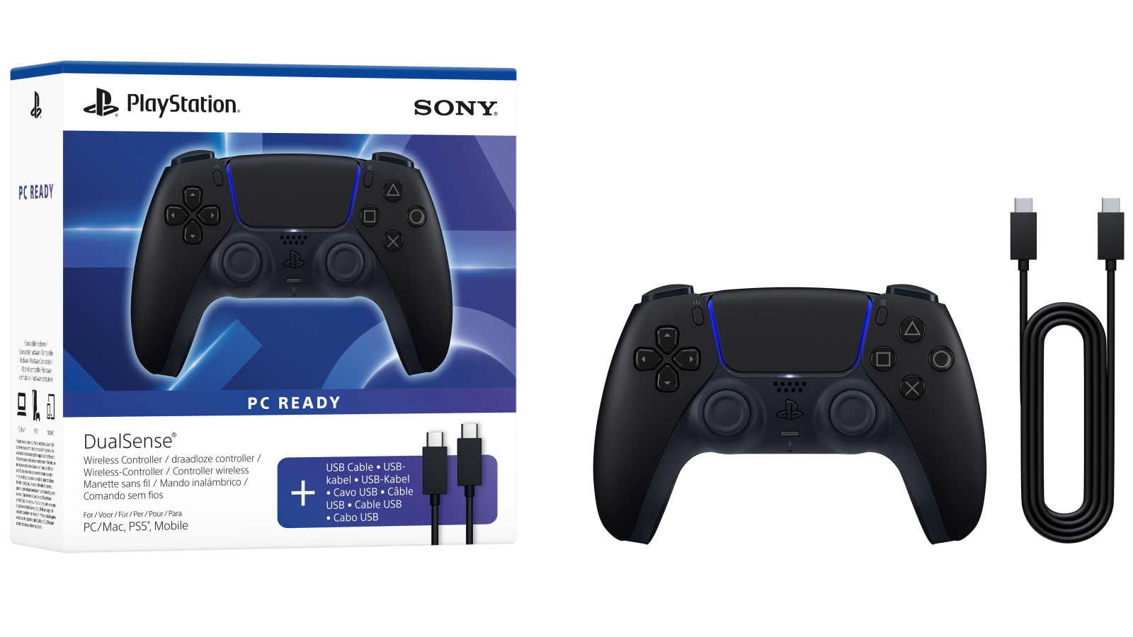 PlayStation DualSense Wireless Controller (Midnight Black) PC Ready + USB-C Cable