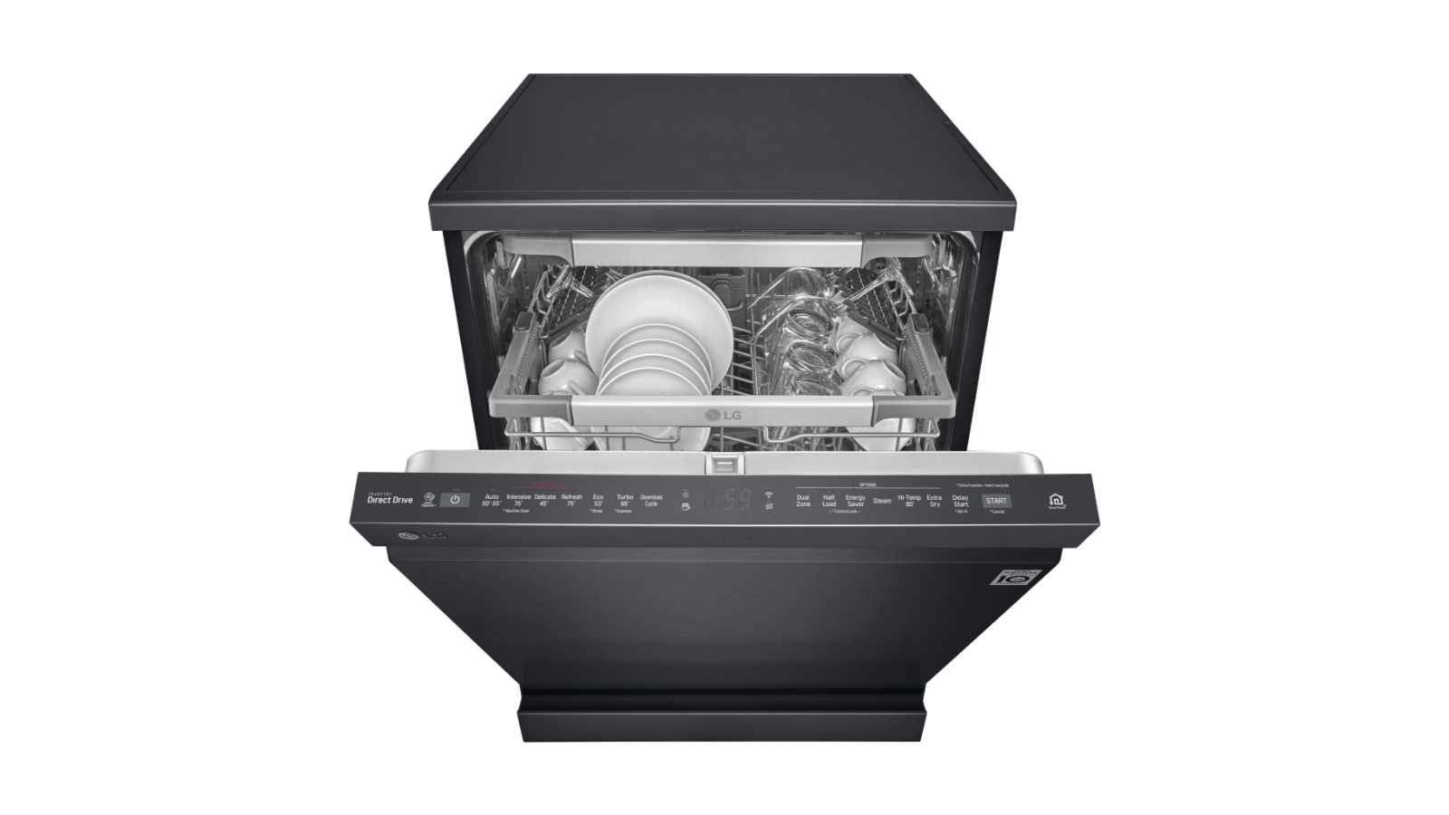 LG 15 Place QuadWash® Dishwasher with Auto Open Door in Matte Black Finish with TrueSteam