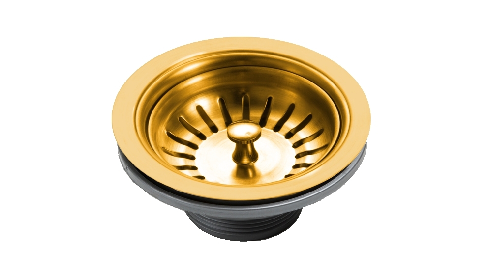 Oliveri Brushed Gold Basket Waste with Extended Screw Length Joyce Mayne