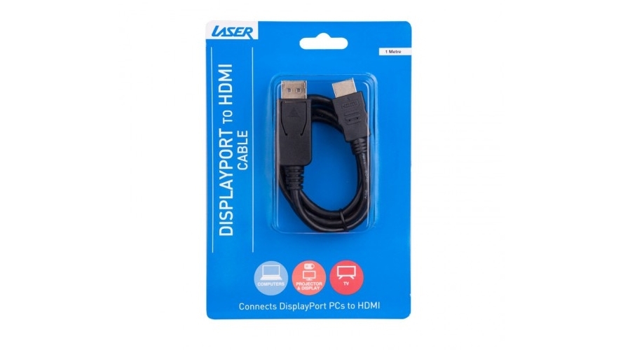 Laser 1m DisplayPort to HDMI Cable