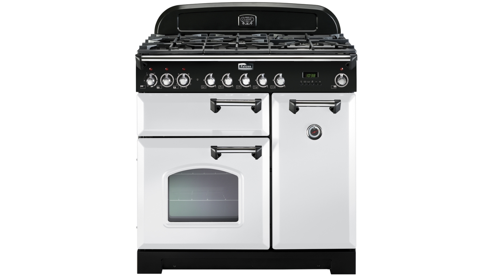 Falcon Classic Deluxe 90cm Dual Fuel Freestanding Cooker White Chrome