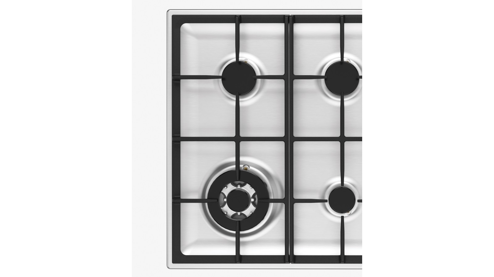 Chef 600mm 4 Burner Gas Cooktop with 14.4MJ/h Wok Burner Stainless