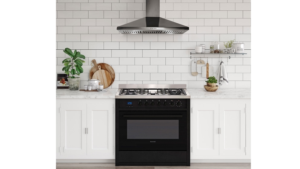 Euromaid 900mm Dual Fuel Freestanding Cooker Matte Black Joyce Mayne