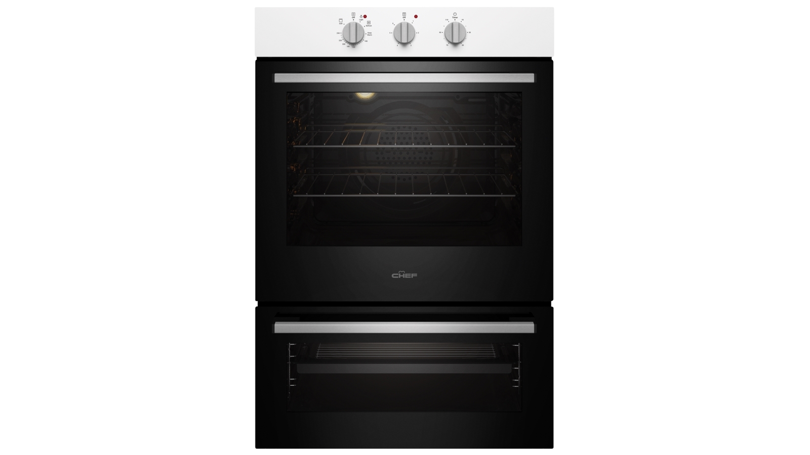 Chef 600mm Multifunction 3 Fan Forced Oven with Separate Grill White Joyce Mayne