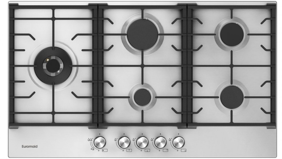 Euromaid Eclipse 900mm 5 Burner Stainless Steel Gas Cooktop Joyce Mayne