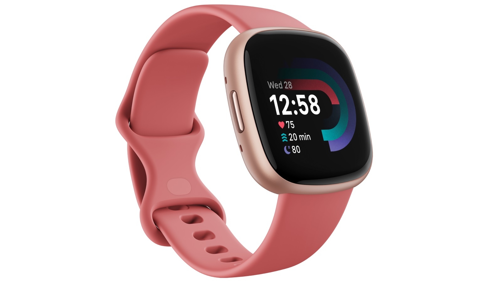 Fitbit Versa 4 Smart Fitness Watch Pink Sand Copper Rose Aluminium Joyce Mayne