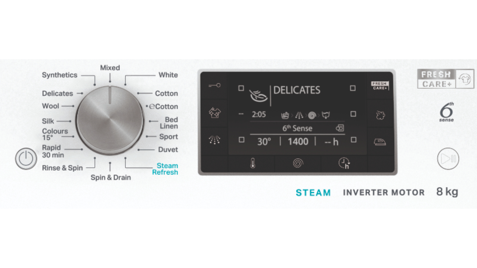 Whirlpool 8kg FreshCare+ Front Load Washing Machine Joyce Mayne