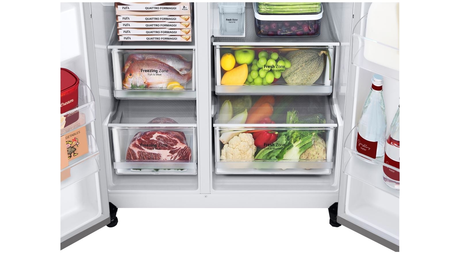 LG 635L Flat Door Side By Side Fridge with Non Plumbed Ice & Water
