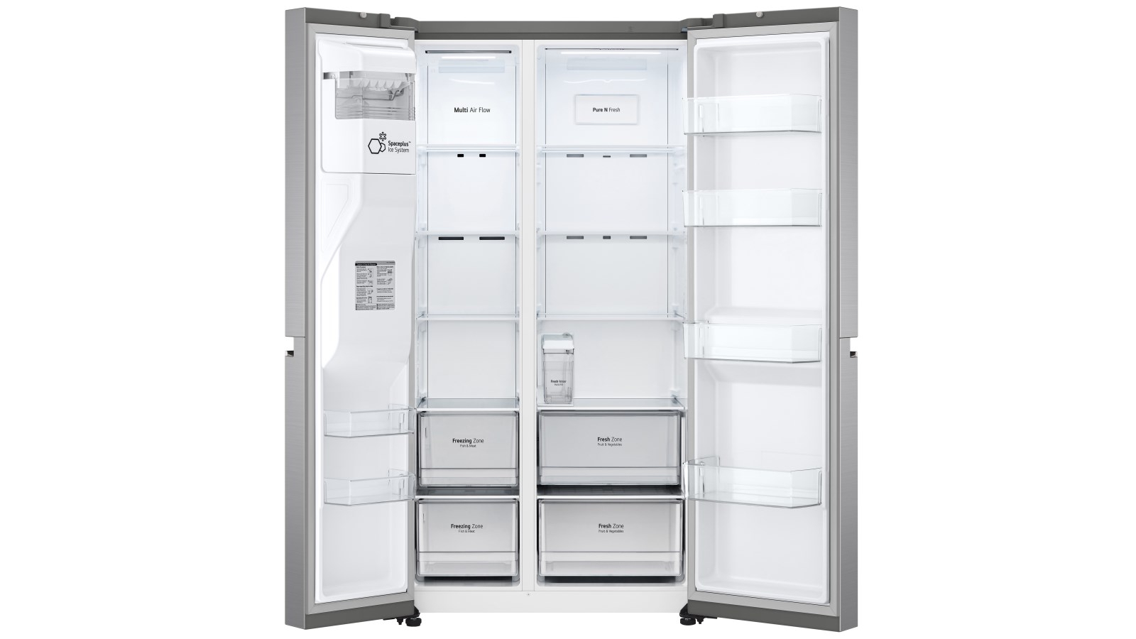 LG 635L Flat Door Side By Side Fridge with Non Plumbed Ice & Water