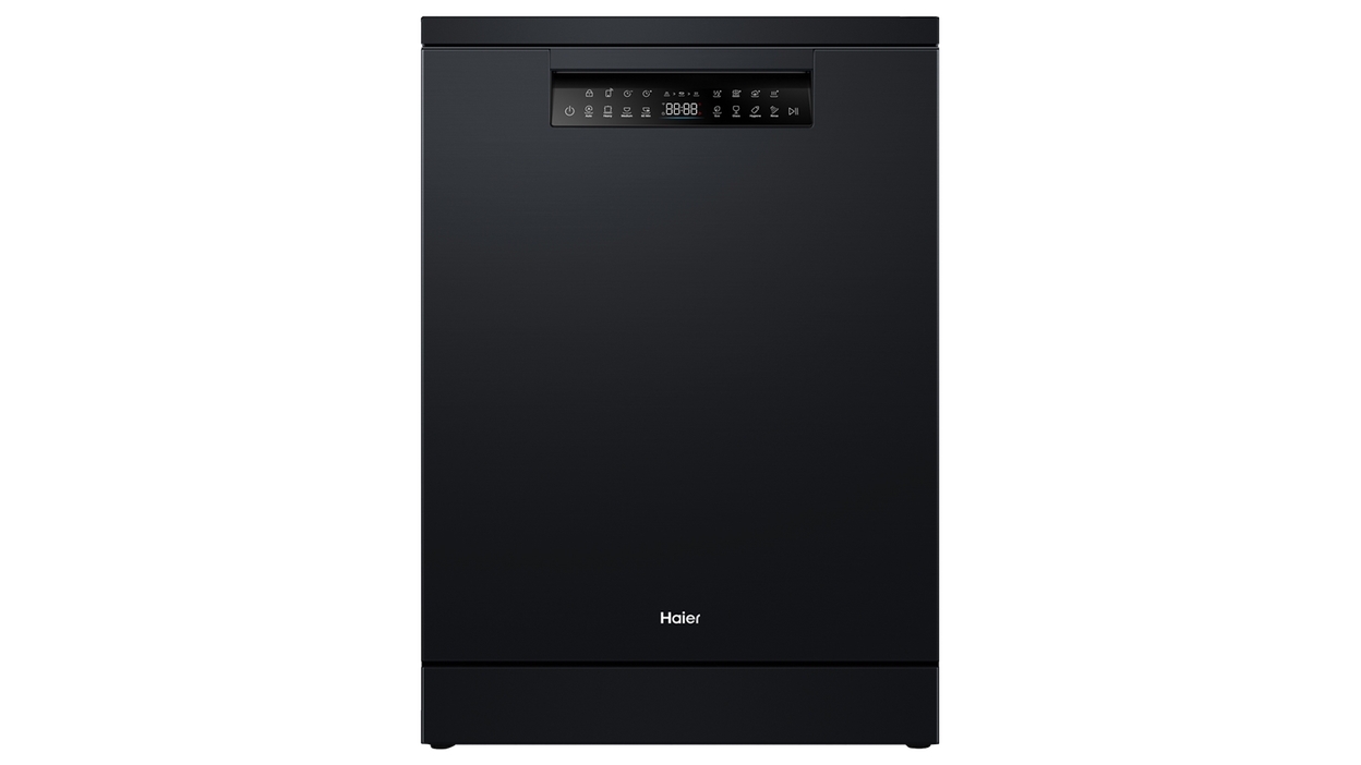 Haier 60cm Freestanding Dishwasher with Steam Black Joyce Mayne