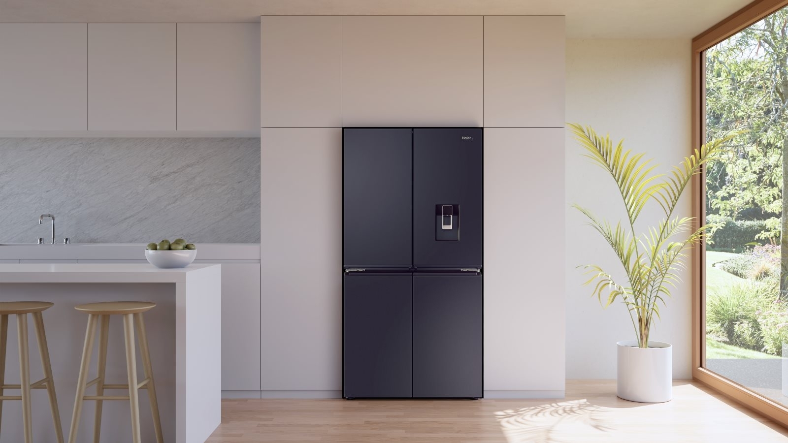 Haier 615L Quad Door Fridge with Ice & Water Dispenser Black Joyce