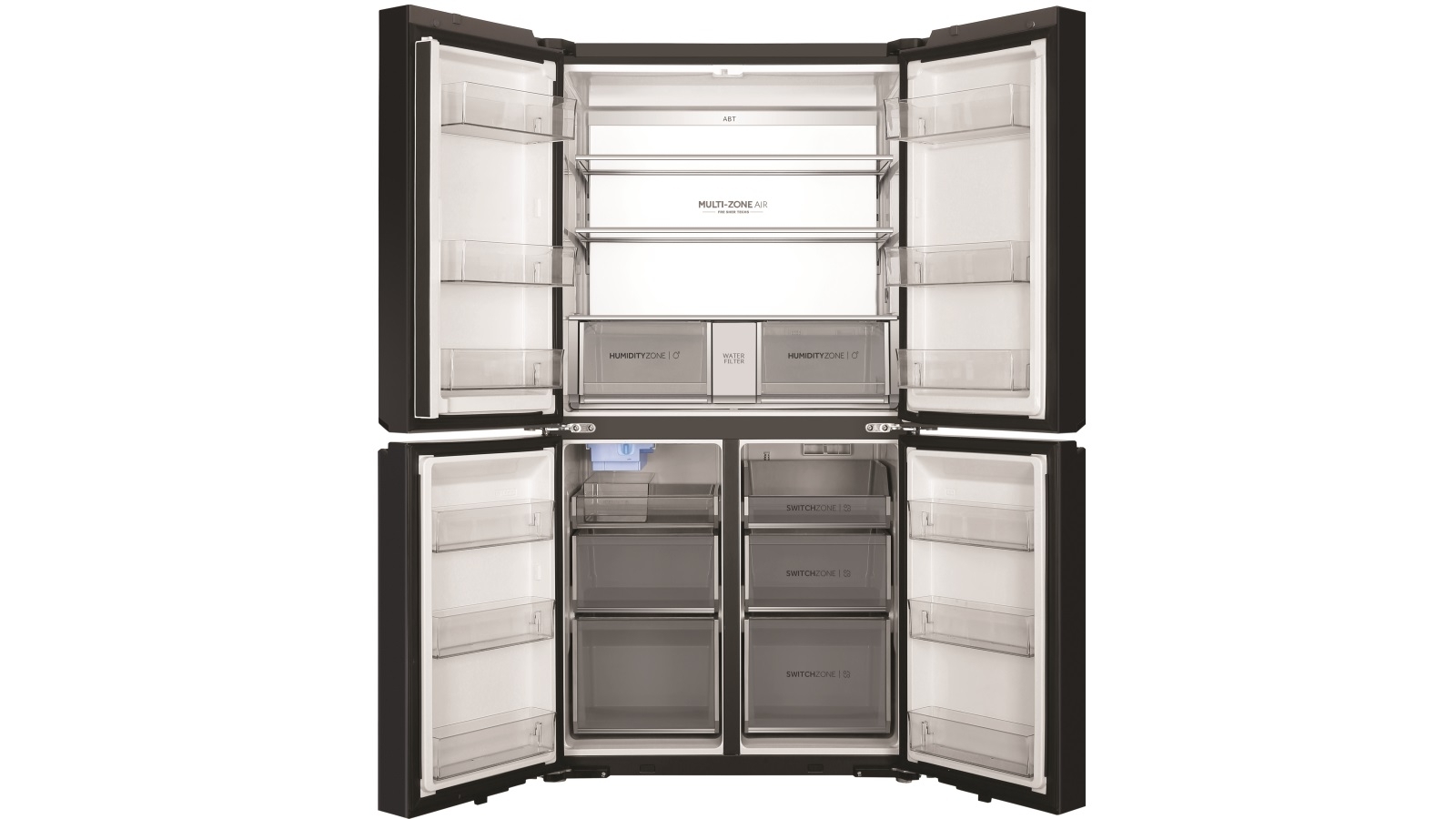 Haier 615L Quad Door Fridge with Ice & Water Dispenser Black Joyce