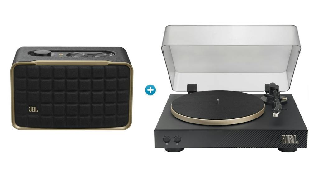 JBL Authentics 200 Smart Home Speaker + Authentics Spinner BT Turntable Package