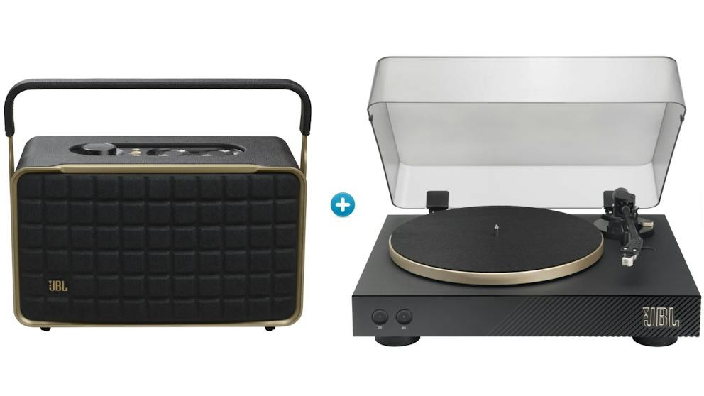 JBL Authentics 300 Smart Home Speaker + Spinner BT Turntable Package