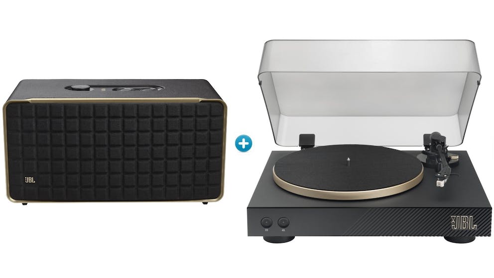 JBL Authentics 500 Smart Home Speaker + Spinner BT Turntable Package