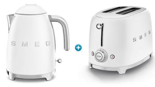 Smeg 50's Retro Style Kettle and Slice Toaster Set White Matte