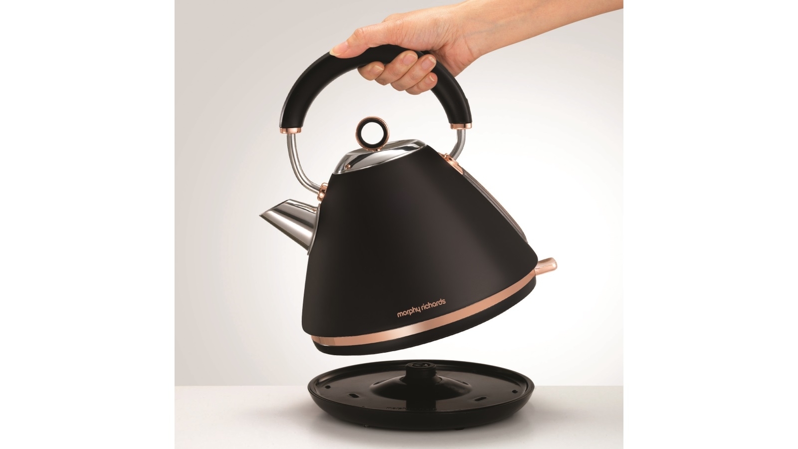 Morphy Richards Ascend Rose Gold 1.5L Kettle Black Joyce Mayne