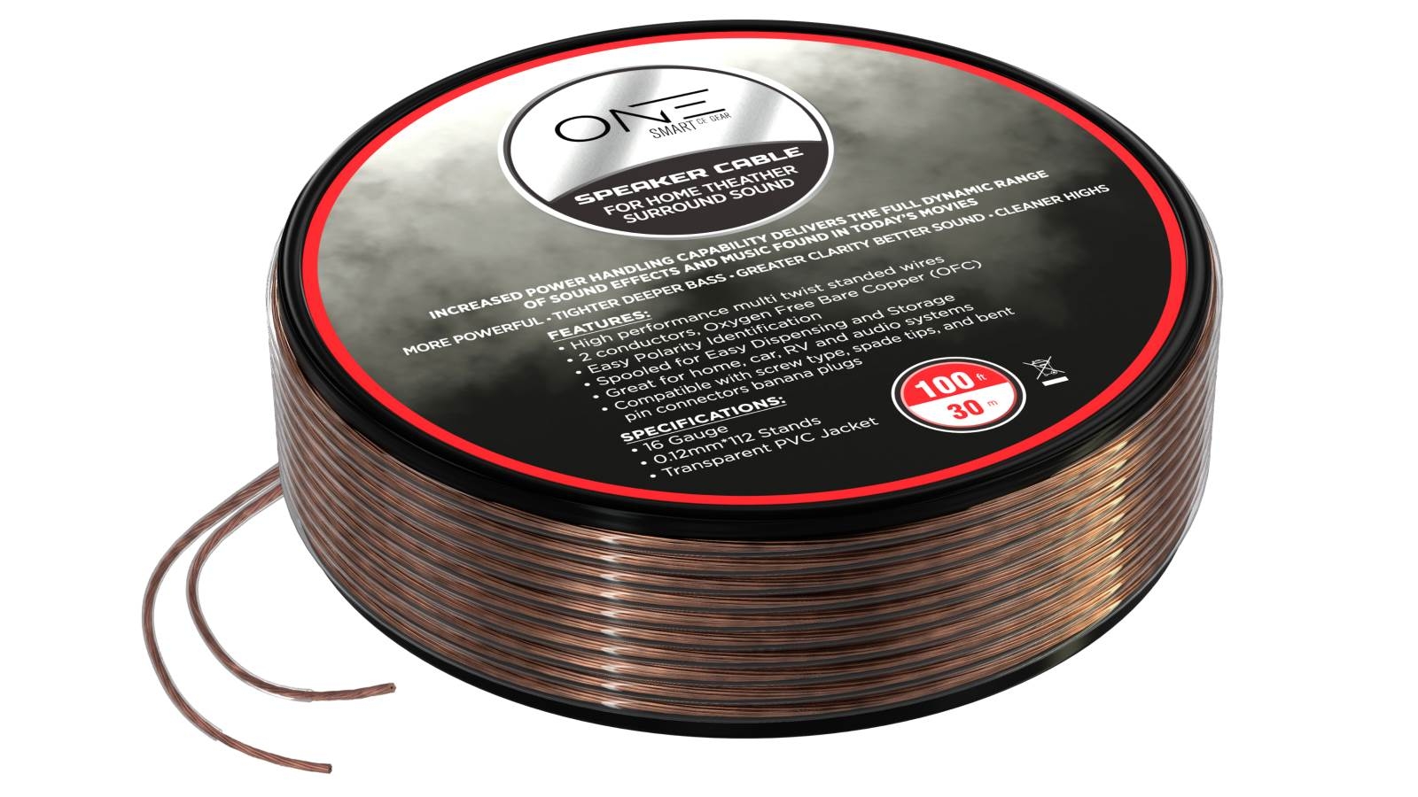 One Smart CE Gear 30m Speaker Cable Spool