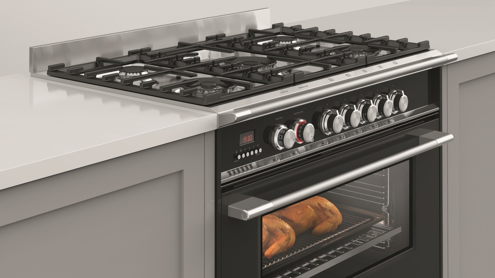 Fisher & Paykel 900mm Freestanding Dual Fuel Cooker with Full Extension