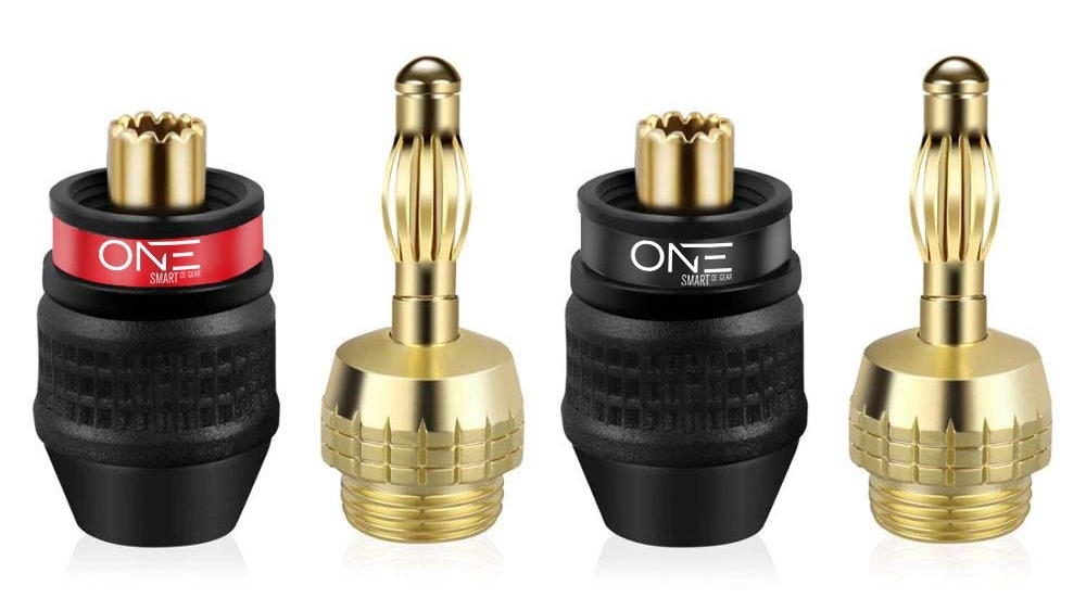 One Smart CE Gear 4 Piece 24K Gold Plated Speaker Plugs 