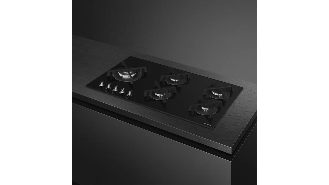 Smeg Classic 900mm 5 Burner Gas on Glass Cooktop Black Joyce Mayne