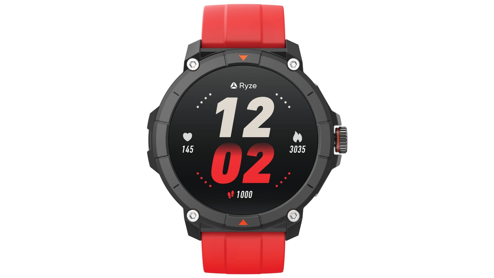 Ryze Trek Smart Watch - Dark Grey with Black/Red Strap