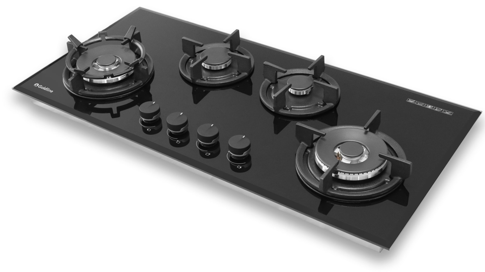 Goldline 930mm 4 Burner Black Glass Gas Cooktop Joyce Mayne