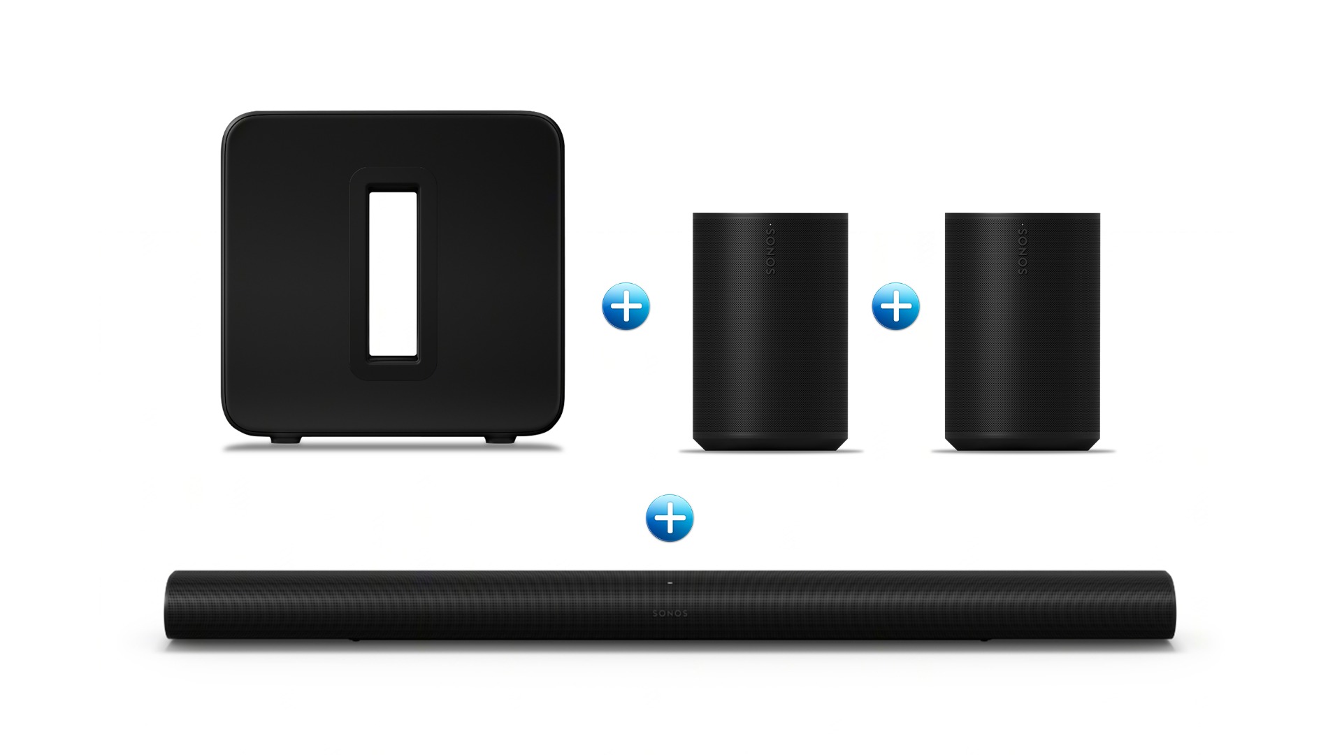 Sonos Arc Ultra Home Theatre Soundbar plus Sub 4 Wireless Subwoofer plus Era 100 Smart Speaker Package