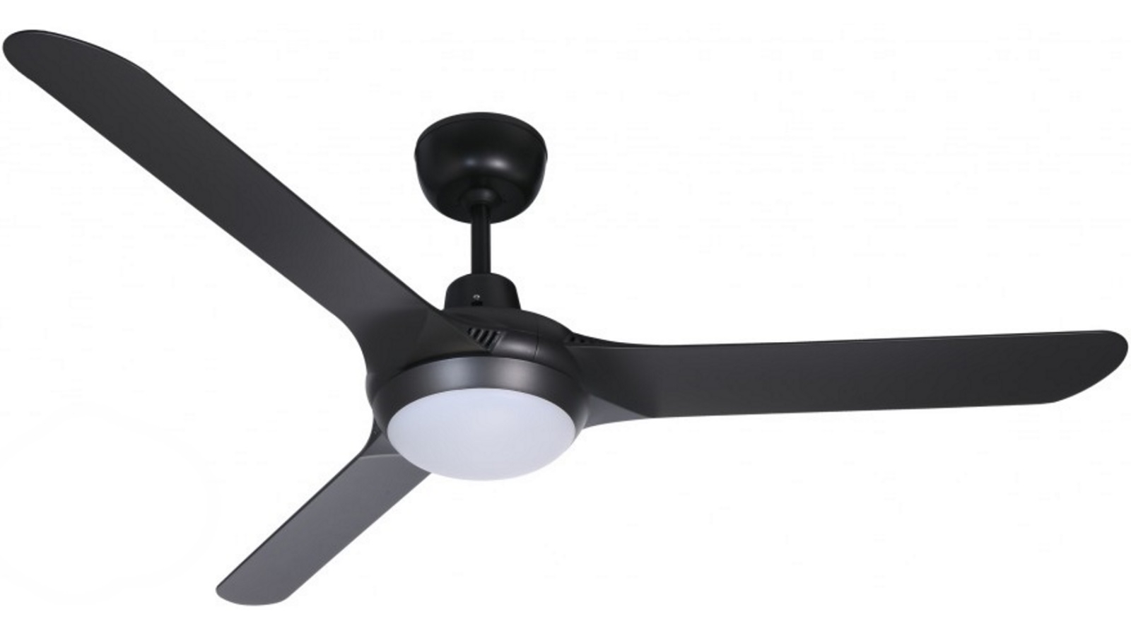 Ventair Spyda 140cm Fully Moulded 3 Blade Ceiling Fan with Light Black Joyce Mayne