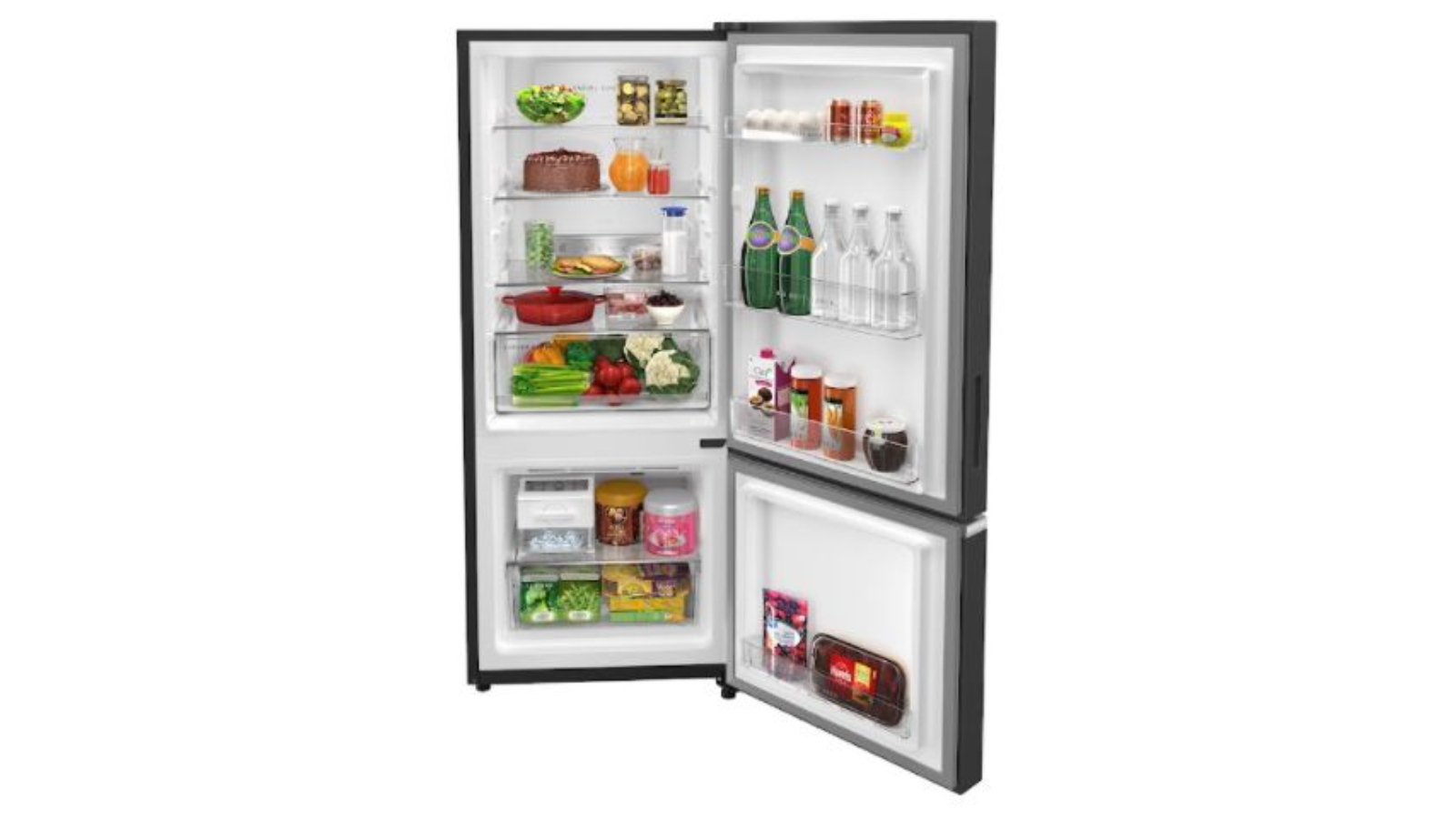 Whirlpool 290L Bottom Mount Fridge Black Stainless Steel Joyce Mayne