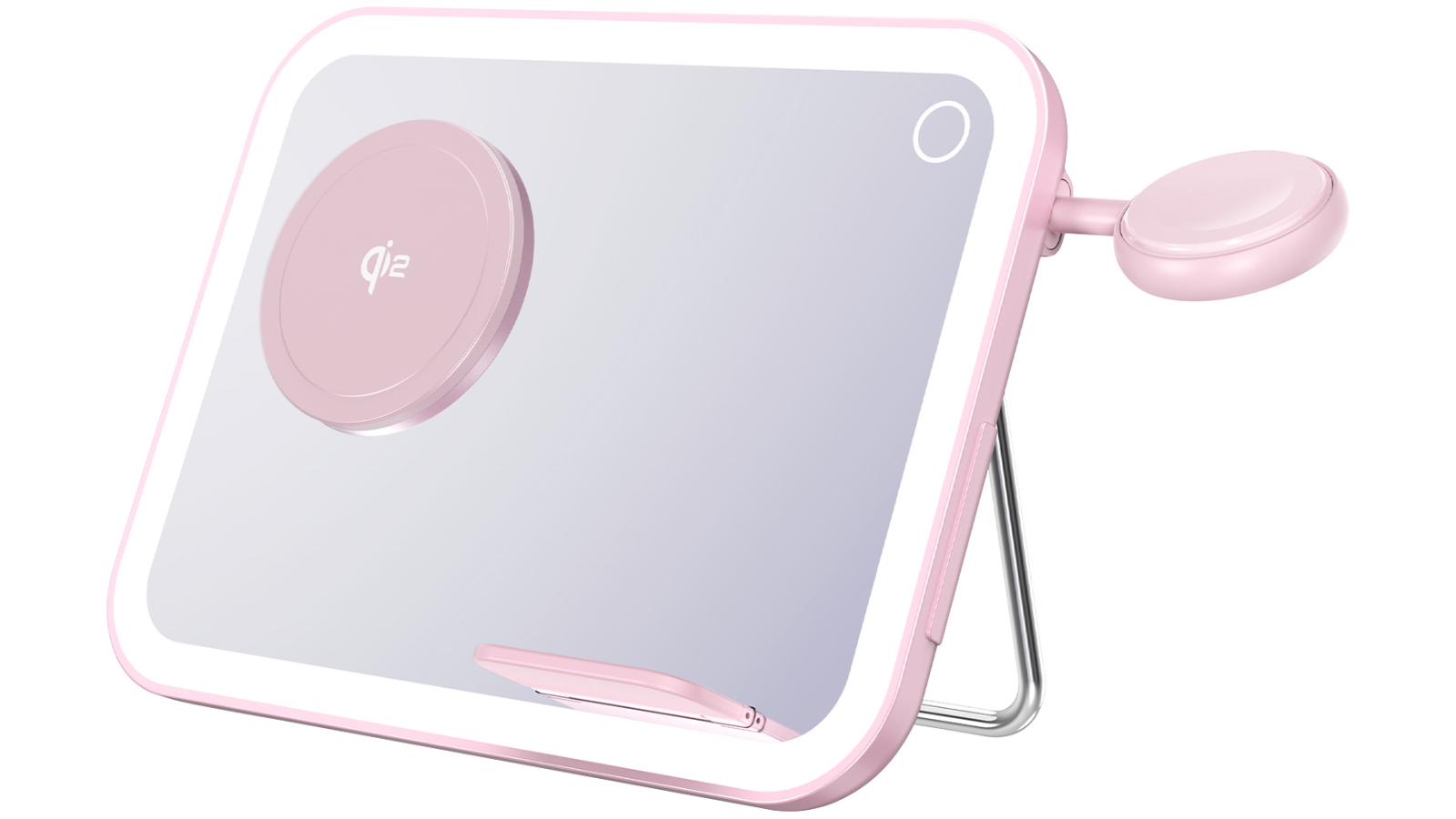 Laser 3-in-1 Wireless Charger with Makeup Mirror Pink Joyce Mayne