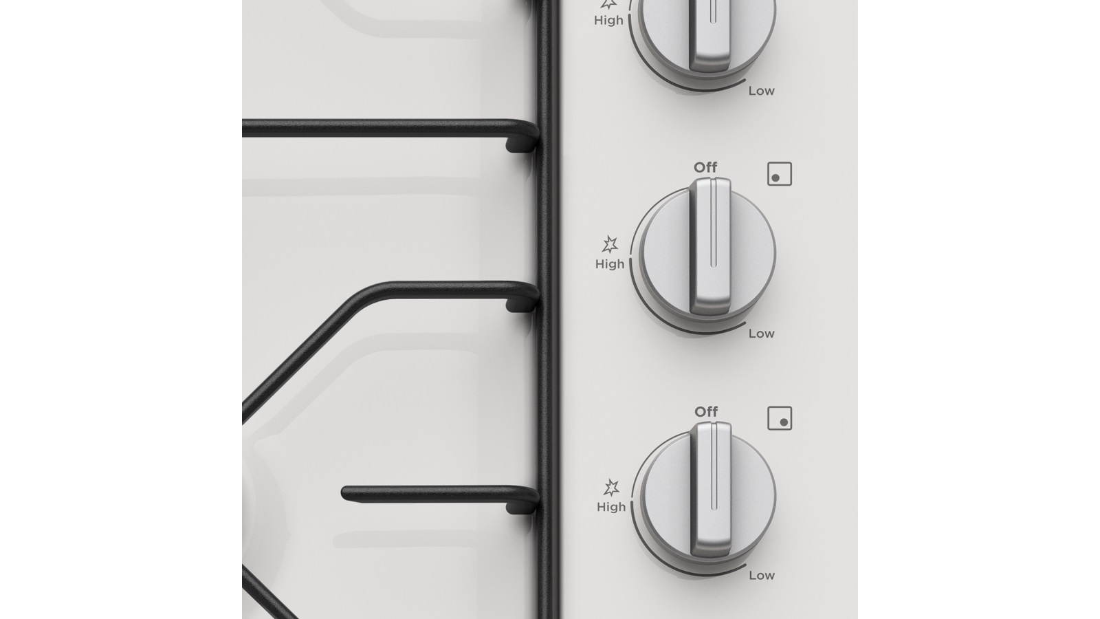 Westinghouse 600mm 4 Burner White Enamel Gas Cooktop with Side Knob