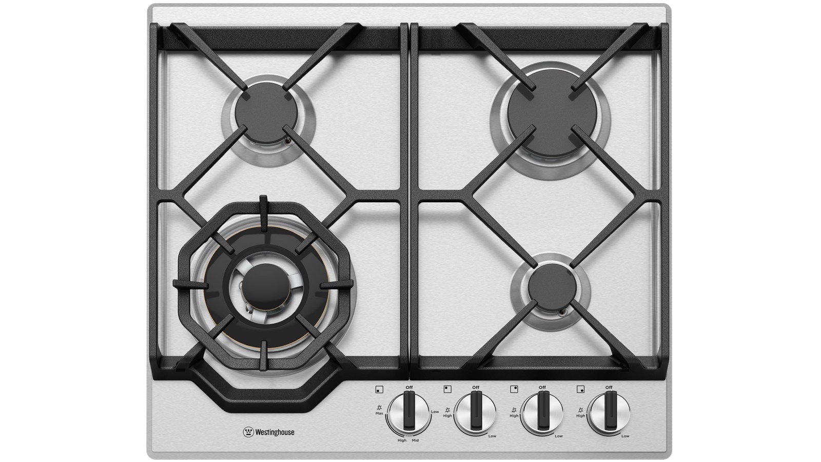 Westinghouse 600mm 4 Burner Stainless Steel Gas Cooktop with Dual Valve