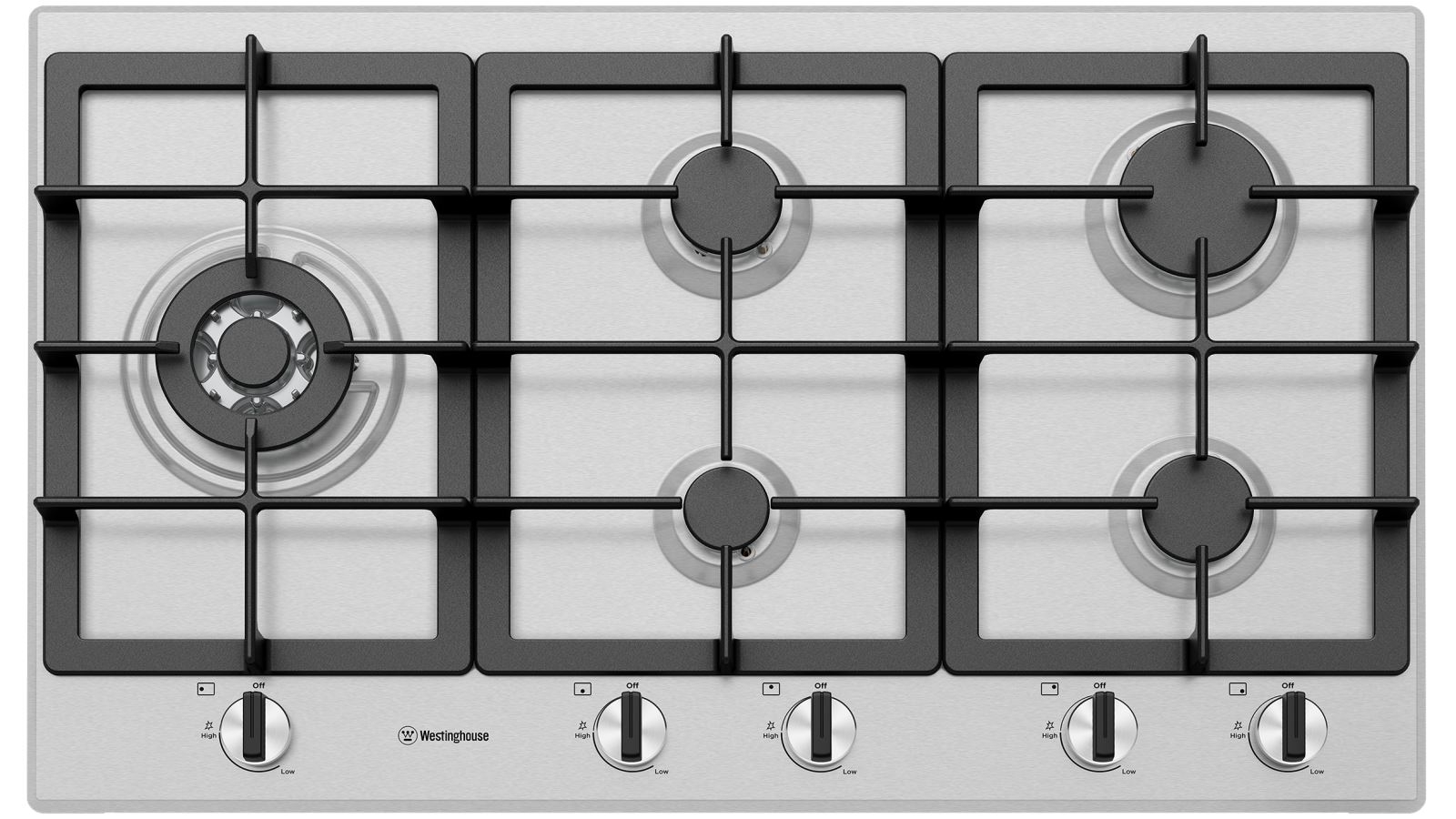 Westinghouse 900mm 5 Burner Stainless Steel Gas Cooktop Joyce Mayne