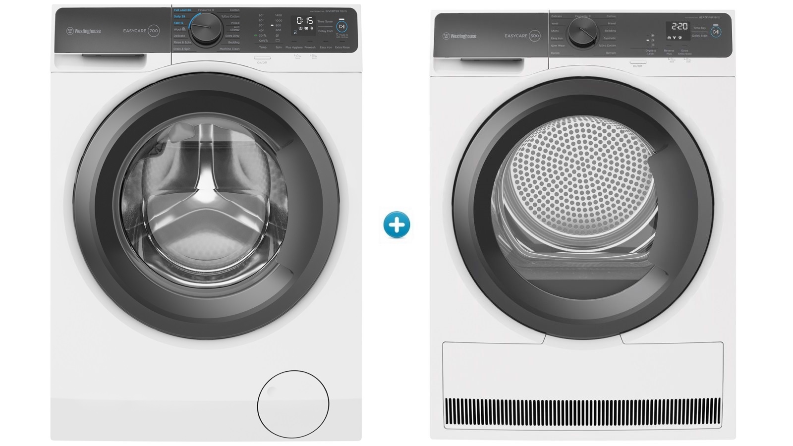 Westinghouse 10kg EasyCare Front Load Washing Machine plus 8kg Heat