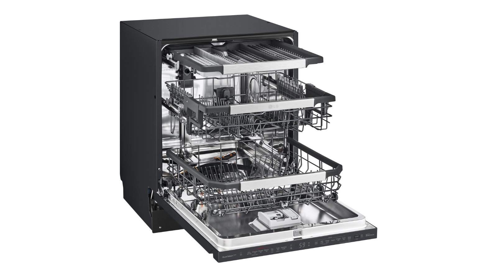 LG 15 Place QuadWash® Dishwasher with Auto Open Door in Matte Black Finish with TrueSteam