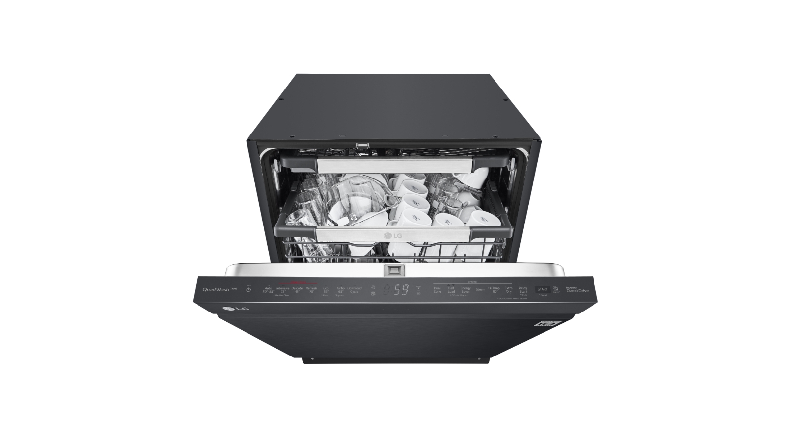 LG 15 Place QuadWash® Dishwasher with Auto Open Door in Matte Black Finish with TrueSteam