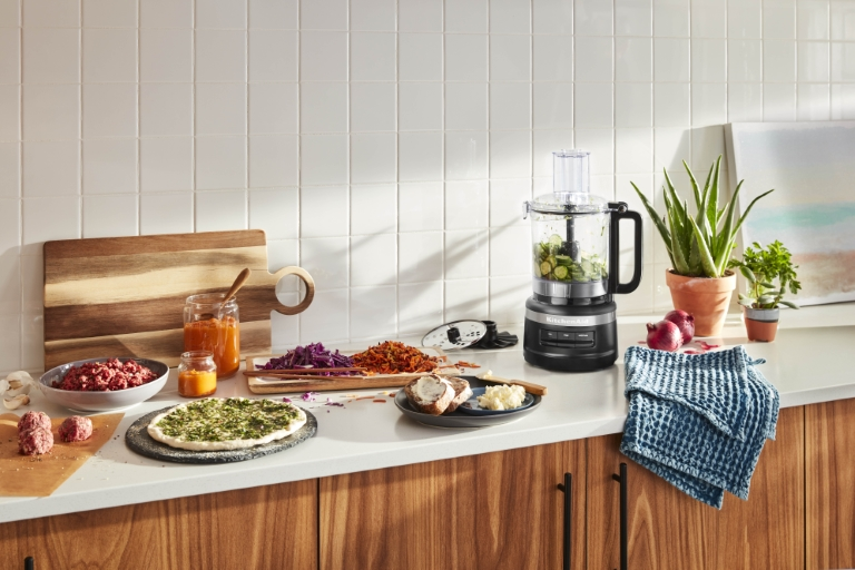 KitchenAid 9 Cup Quad Blade Food Processor Black Matte Joyce Mayne