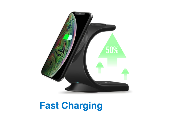 Laser ChargeCore 3-in-1 Wireless Charging Station - Black | Joyce Mayne